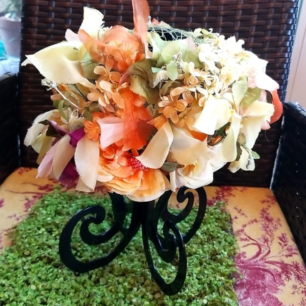 60s CHRISTIAN DIOR Luxury EASTER 7" Flowers Ribbon UNION Garden Chapeaux Hat EVC - Picture 5 of 16